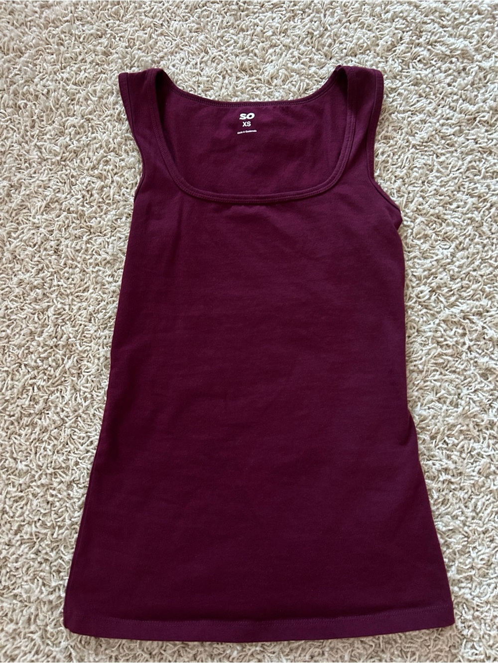 NWOT Juniors XS SO Maroon Square Neck Tank Top